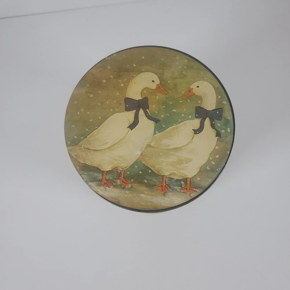 Snow Geese Goose Duck Canister Tin Vintage 80s 90s  Metal Container 6